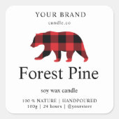 Winter Red Buffalo Plaid Beer Vierkante Sticker (Voorkant)