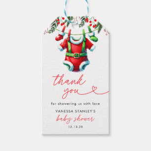 Winter Red Christmas Santa Baby shower Bedankt Cadeaulabel