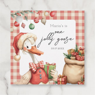 Winter Red Christmas Silly Goose  1st birthday Bedankjes Labels