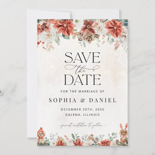 Winter Red Green Pinecone Enregistrer La Carte Dat (Devant)