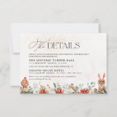 Winter Red Greenery Pinecone Mariage Détails Carte (Devant)