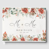 Winter Red Greenery Pinecone Mariage Livre d'or (Recto)