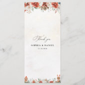 Winter Red Greenery Pinecone Menu Mariage (Dos)