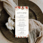 Winter Red Greenery Pinecone Menu Mariage