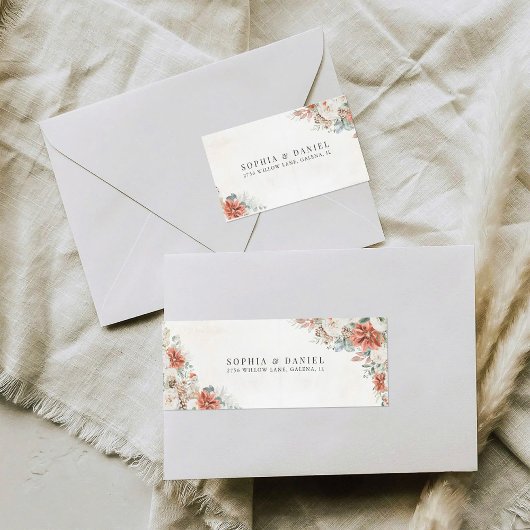 Winter Red Pinecone Wedding Return Adres Label