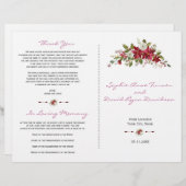 Winter Red Poinsettia Wedding Programme (Voorkant / Achterkant)