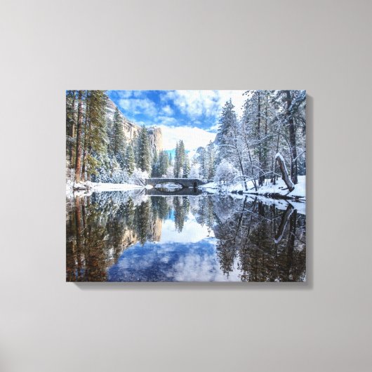 Winter Reflection op Yosemite Canvas Afdruk (Voorkant)