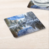 Winter Reflection op Yosemite Vierkante Kartonnen Onderzetter (Schuin)