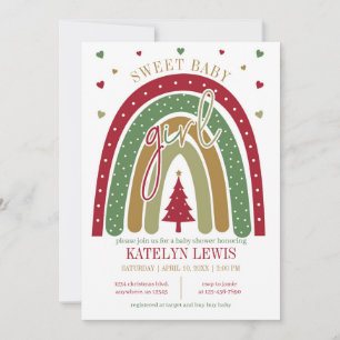Winter Regenboog Kerst Meisje Baby Shower Kaart