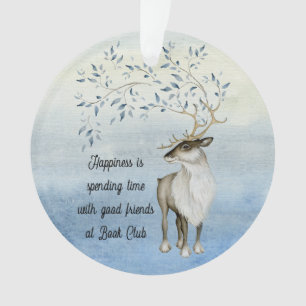 Winter Reindeer Book Club Friendship Quote Ornament