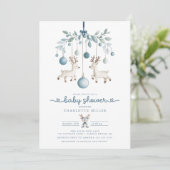 Winter Rendier Baby shower Uitnodiging (Staand voorkant)
