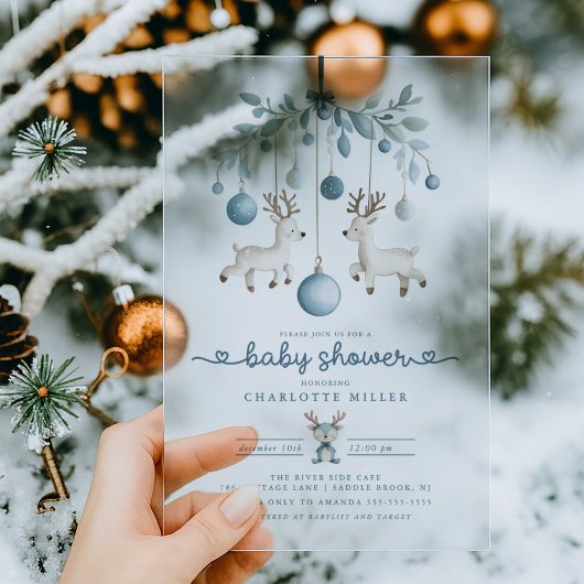 Winter Rendier Baby shower Uitnodiging Acryl Uitnodigingen