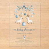 Winter Rendier Baby shower Uitnodiging Acryl Uitnodigingen (Voorkant)