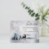 Winter rendieren rustieke Waterverf Save the Date Uitnodiging Briefkaart (Staand voorkant)