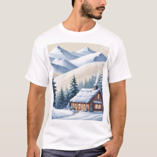 Winter Retreat: Cabin in de besneeuwde bergen T-shirt