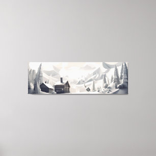 Winter Retreat: Cozy Mountain Landscape Canvas Afdruk