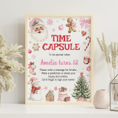 Winter Retro Christmas Birthday Time Capsule Sign Poster