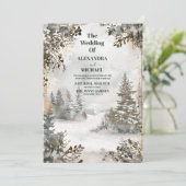 Winter Reverie bruiloft Kaart (Staand voorkant)