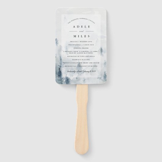 Winter Reverie bruiloft programma Handwaaier (Voorkant)