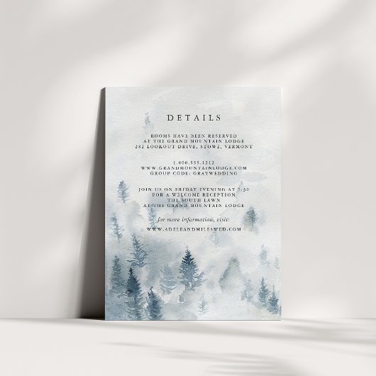 Winter Reverie Détails de l'invité Carte de boîtie
