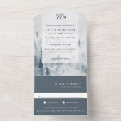 Winter Reverie Monogram Weddenschap All In One Uitnodiging (Binnen)