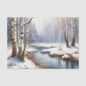 Winter Rivier Berk Bomen Decoupage Tissuepapier (Voorkant)