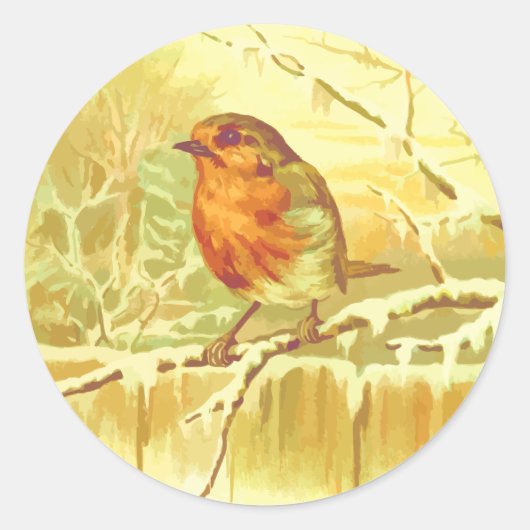 Winter Robin Enveloppe Zegel (Voorkant)