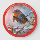 Winter Robin in sneeuw aangepaste tekst Kerstmis Grote Klok (Voorkant)
