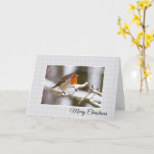 Winter Robin Kerstkaart Kaart (Gele Bloem)