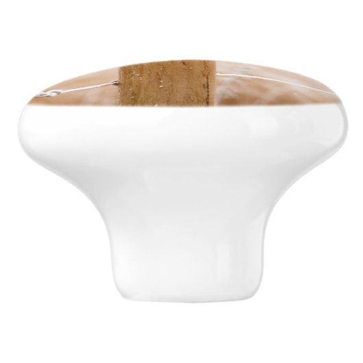 Winter Robin Redbormam Keramische Knop (Zijkant)