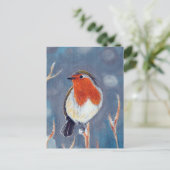 Winter Robin Schilderen Briefkaart (Staand voorkant)