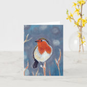 Winter Robin Schilderen Kaart (Gele Bloem)