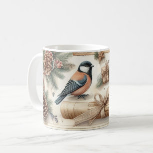 Winter Robin & Scroll : Ancien Mug de Noël