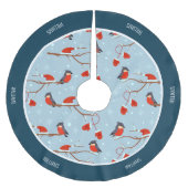 Winter Robins op Tree Cute Bird Kerstblauw Kerstboom Rok (Voorkant)