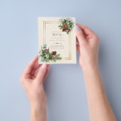 Winter Rode Bessen Huwelijk Dennenkegels Flyer (Hand)