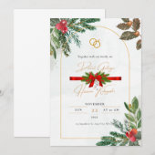 Winter Rode bessen Kerstmis bruiloft uitnodigingen (Voorkant / Achterkant)