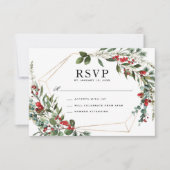 Winter Rode bessen Kerstmis Greenery Wedding RSVP Kaart (Voorkant)
