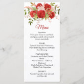 Winter rode rozen, bessen, stengels, groen bruilof menu (Voorkant)
