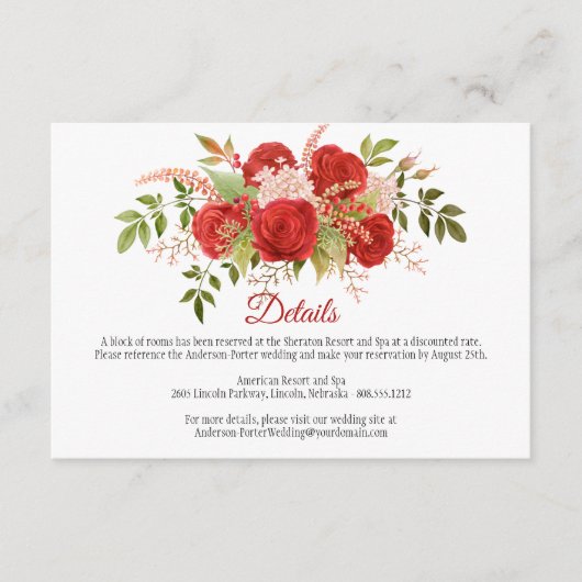 Winter Rode Rozen en Groene Details | Informatiekaartje (Voorkant)