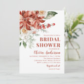 Winter Rood Bloem Kerst Bruidsdouche Kaart (Staand voorkant)