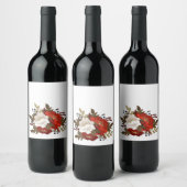 Winter Rood en witte bloem sticker (Flessen)