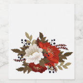 Winter Rood en witte bloem sticker (Enkel label)