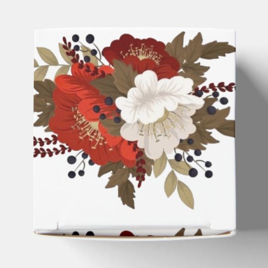 Winter Rood en witte bloem sticker Wijn Bo Bedankdoosjes (Bovenkant)