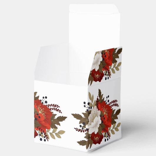 Winter Rood en witte bloem sticker Wijn Bo Bedankdoosjes (Geopend)