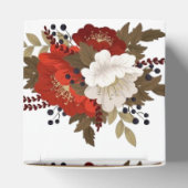 Winter Rood en witte bloem sticker Wijn vierkant Bedankdoosjes (Bovenkant)