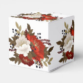 Winter Rood en witte bloem sticker Wijn vierkant Bedankdoosjes (Achterkant)