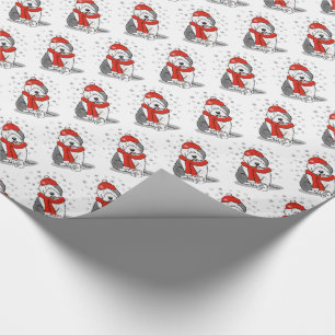 Winter (rood) Oud Engels Sheepdog (grijs 1) Cute Cadeaupapier