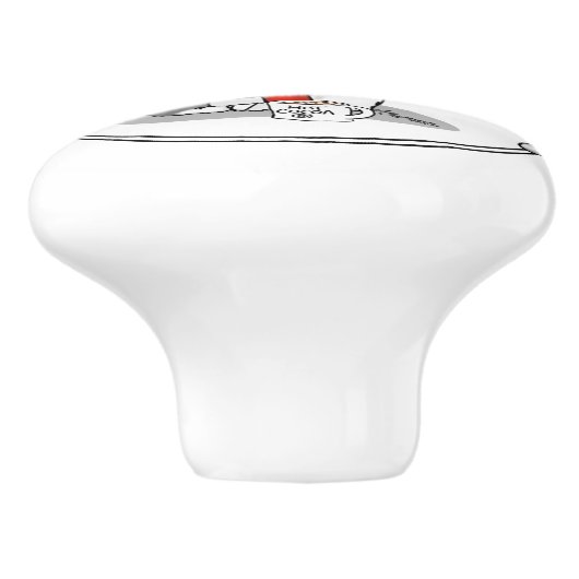 Winter (rood) Oud Engels Sheepdog (grijs 1) Cute Keramische Knop (Zijkant)