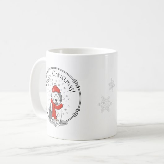 Winter (rood) Oud Engels Sheepdog (grijs 1) Cute Koffiemok (Voorkant links)