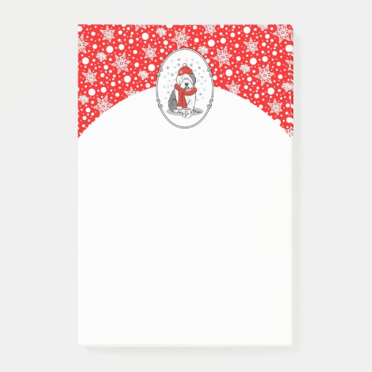 Winter (rood) Oude Engelse schapenhond (grijs 1) Post-it® Notes (Voorkant)